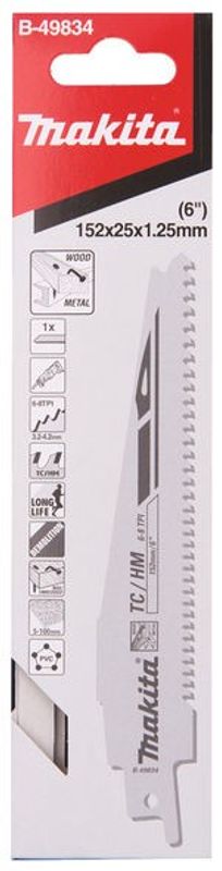 Makita B-49834 Rivningsblad 1st, trä, metall - 152 mm