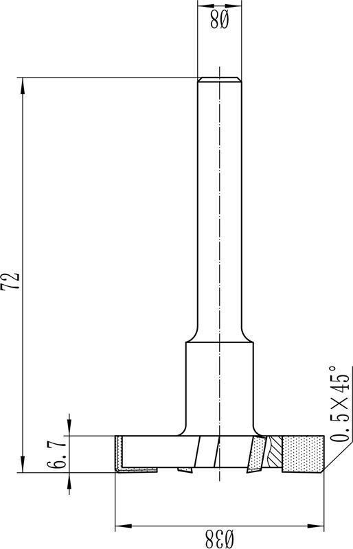 Delver Planfräs 38x12x8mm Carbide tipped