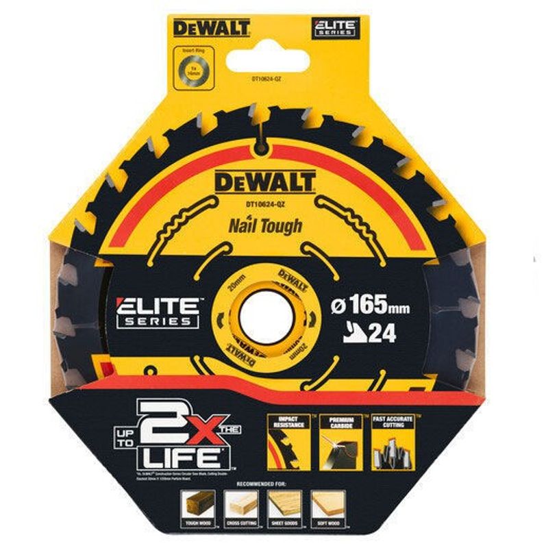 DeWalt DT10624 Sågklinga 165x20mm 24T för trä ELITE