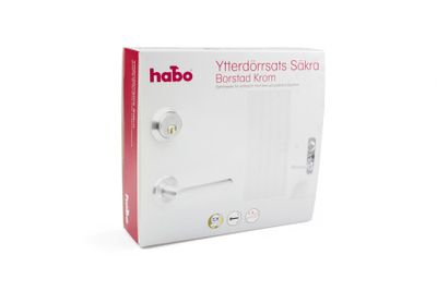 Habo Ytterdörrsats Säkra Exkl Låshus Borstad krom
