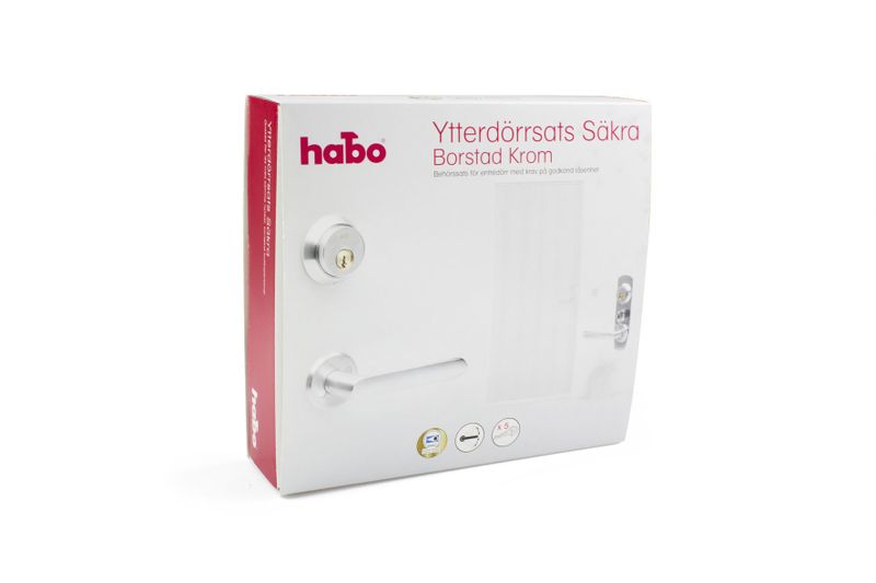 Habo Ytterdörrsats Säkra Exkl Låshus Borstad krom