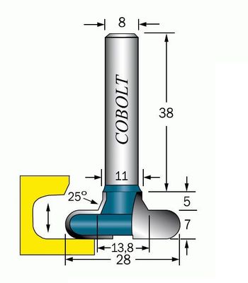 Cobolt T-Spårfräs D=28 L=7 R=35