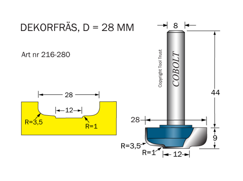 Cobolt Dekorfräs D=28R=35 & 1