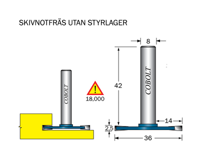 Cobolt Skivnotfräs L=2.5 D=36 S=8