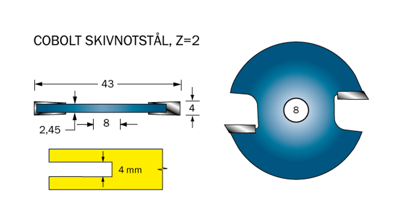 Cobolt Notskiva L=4 D=43 Z=2