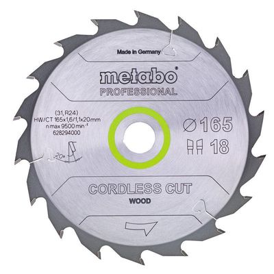 Metabo sågblad ”Cordless cut wood – professional” 165 x 20 Z18 WZ 20°