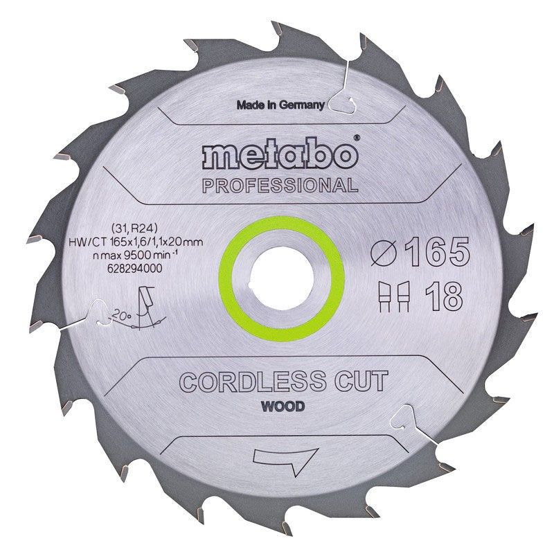 Metabo sågblad ”Cordless cut wood – professional” 165 x 20 Z18 WZ 20°