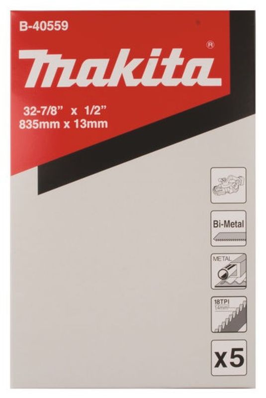 Makita Bandsågsblad Bi-Metal 13x0,5x835mm 18tpi 5st DPB181/DPB182