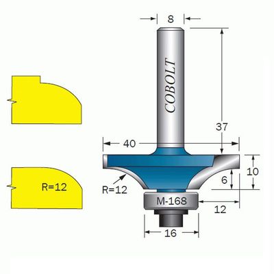 Cobolt Avrundningsfräs flack R=12 D=40