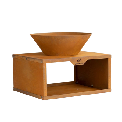 Landmann Eldfat i cortenstål med vedförvaring