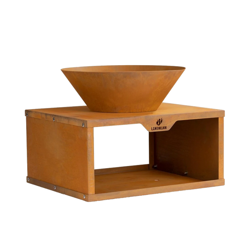 Landmann Eldfat i cortenstål med vedförvaring