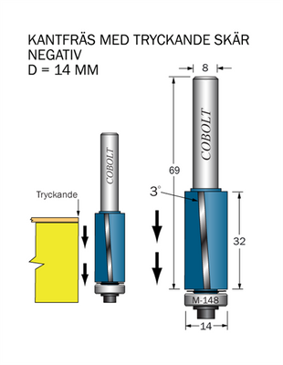 Cobolt Kantfräs NEG D=14 L=32 TL=80 S=8