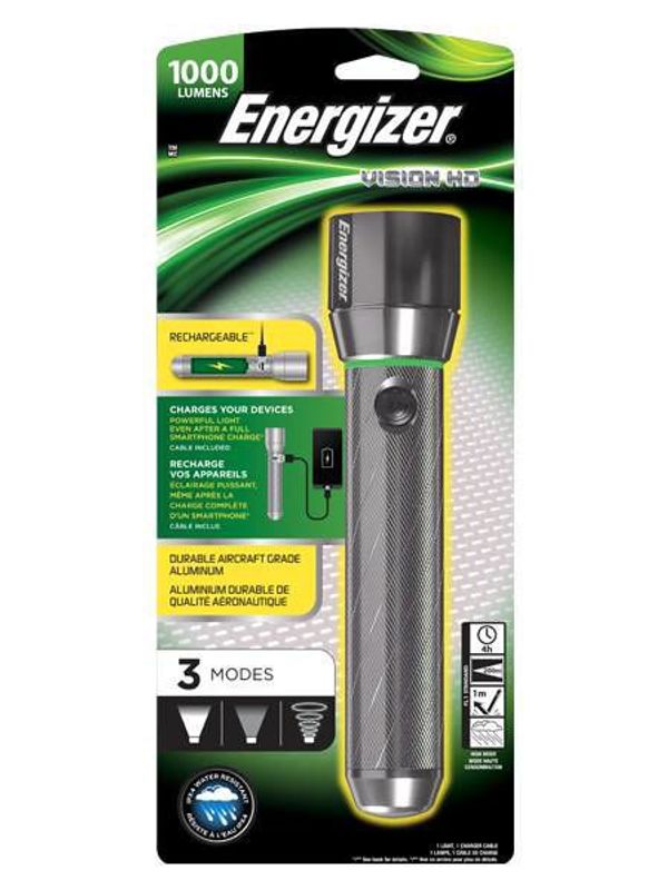 Energizer LED Vision HD Metal Ficklampa Uppladdningsbar (1000 lumen)