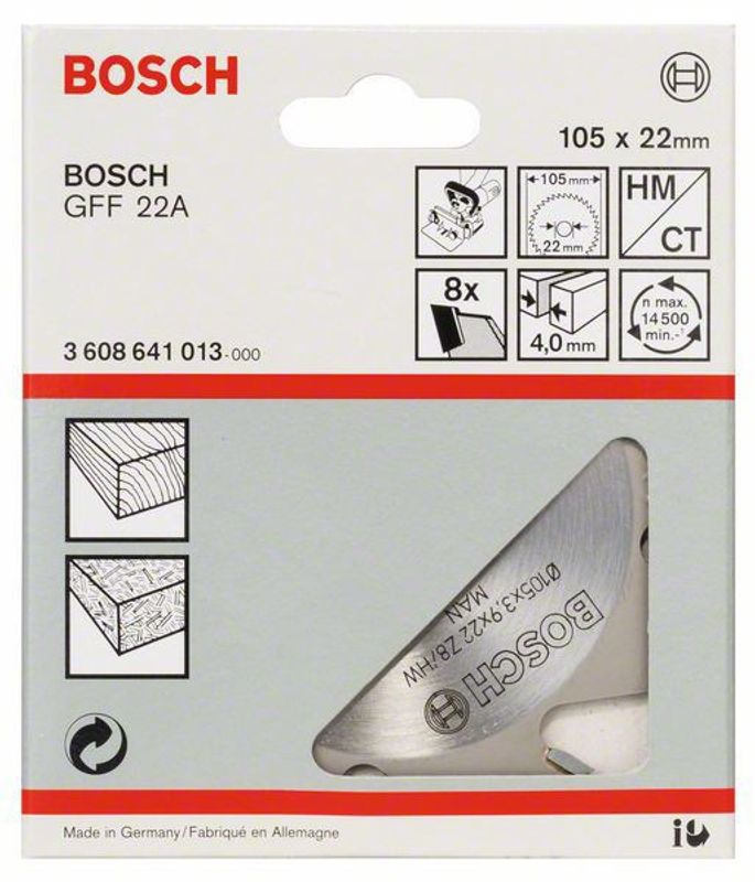 Bosch Fräsklinga för Kexmaskin GFF 22 A 105x4x22mm 8T