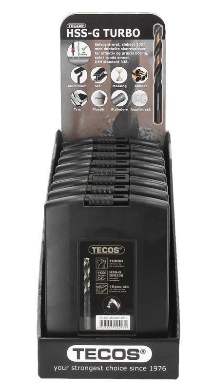 Tecos Borrsats HSS-G 19-delar 1-10mm