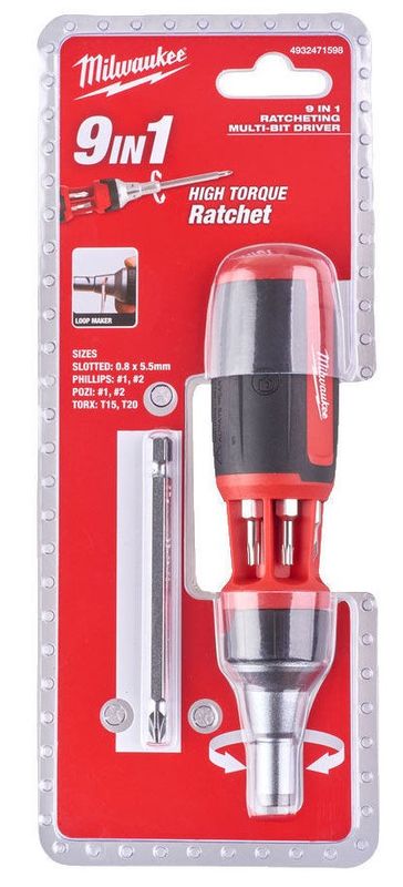 Milwaukee 9-i-1 Skruvmejsel med Blandade Bits och Ergonomiskt Handtag