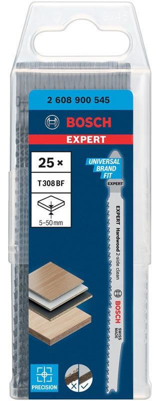 Bosch Expert ‘Hardwood 2-side clean’ T 308 BF sticksågblad, 25 st för Plastbelagda skivor, Multiplexskiva