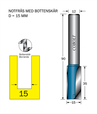Cobolt Notfräs D=15 L=35 TL=90 S=12
