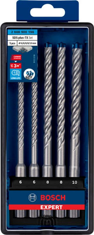 Bosch Expert SDS plus-7X hammarborrsats, 6/6/8/8/10 mm, 5 st.