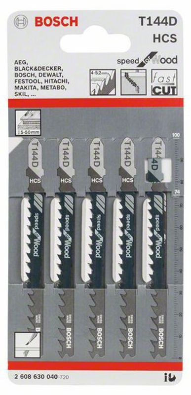 Bosch T144D Sticksågsblad Mjuka träslag 5-50 mm (5-P)