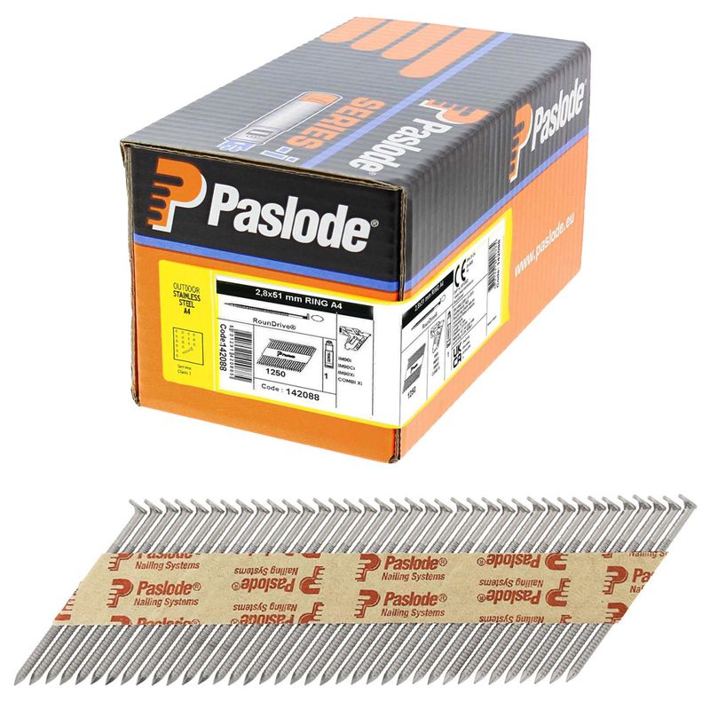 Paslode Kombipack 34° A4 ringspik + gas utomhusspik