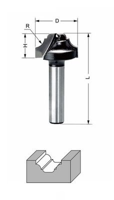 Delver Dekorfräs D=22 H=11 R=4.5 L=45 S=8