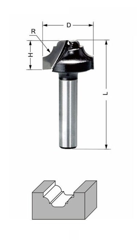 Delver Dekorfräs D=22 H=11 R=4.5 L=45 S=8