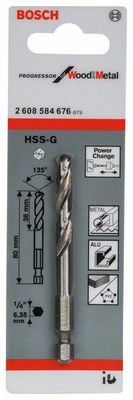 Bosch HSS-G sexkantfäste centreringsborr  7,15x80 mm