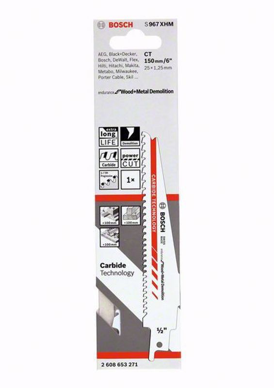Bosch S 967 XHM Tigersågblad Carbide Trä/Metall 150mm Demolition 1-P