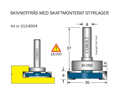 Cobolt Skivnotfräs L=8 / F=4, D=36