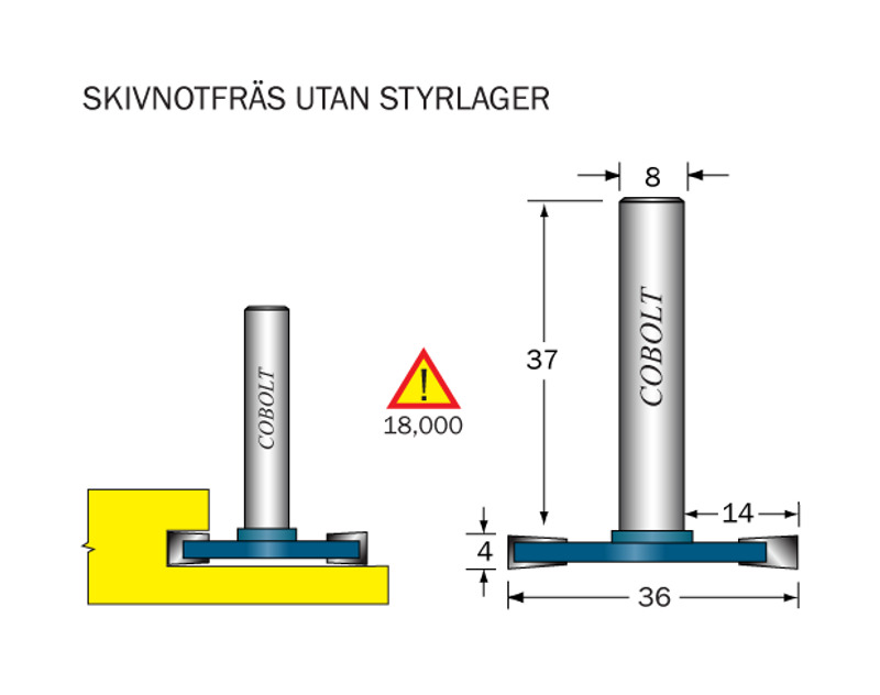 Cobolt Skivnotfräs L=4 D=36 S=8