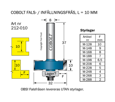Cobolt Falsfräs L=10 D=32 S=8