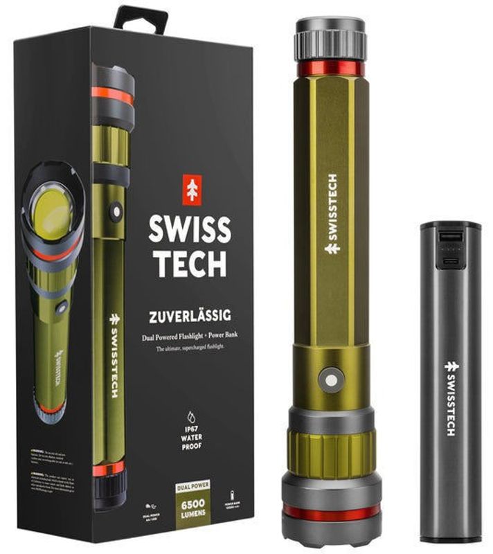 Swisstech Zuverlässig Ficklampa  6500 Lumen Uppladdningsbar