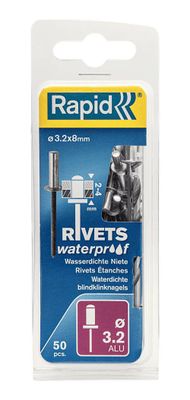 Rapid vattentät nit aluminium 3,2x8mm (50 st)