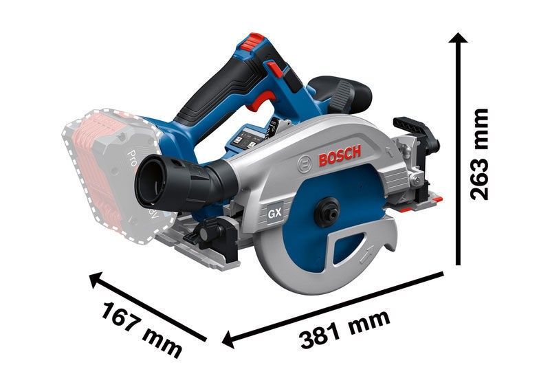 Bosch GKS 18V-57-2 GX Cirkelsåg 165mm 18V med styrskena (utan batterier)