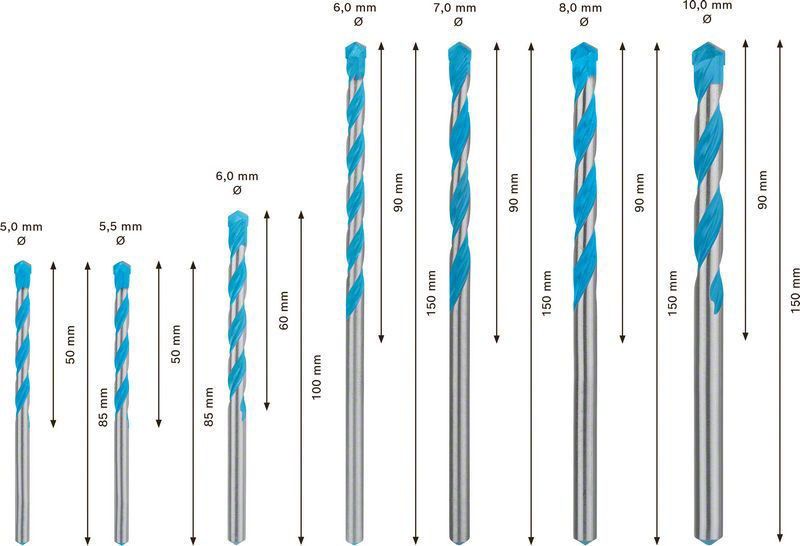 Bosch Expert MultiConstruction CYL-9 borrsats, 5/5,5/6/6/7/8/10 mm, 7 st.