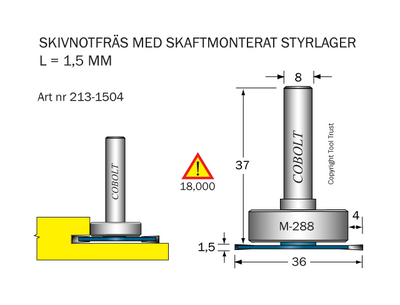 Cobolt Skivnotfräs L=1,5 / F=4 D=36 S=8