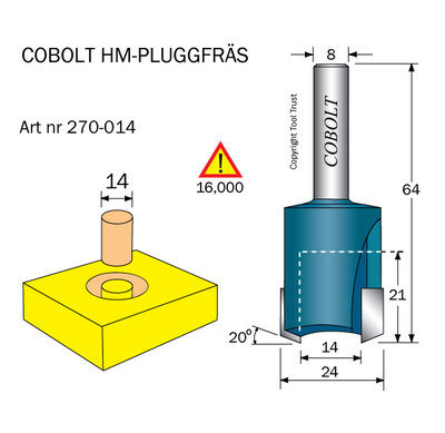 Cobolt HM Pluggfräs D=14 S=8