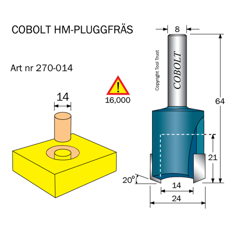 Cobolt HM Pluggfräs D=14 S=8