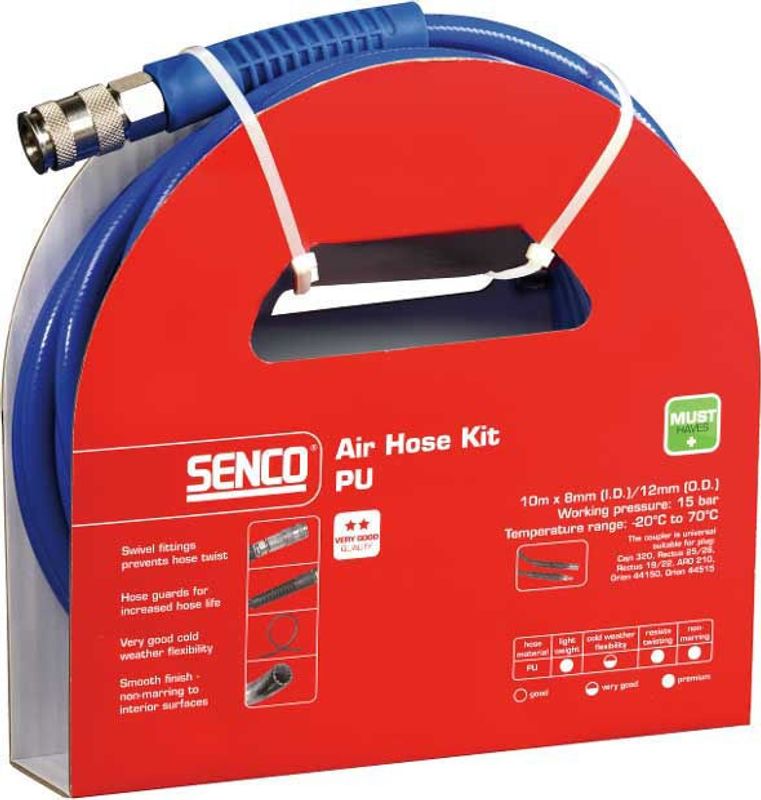 Senco Luftslangspaket Universal 10m x 8mm (innerdiameter), 12mm (ytterdiameter)