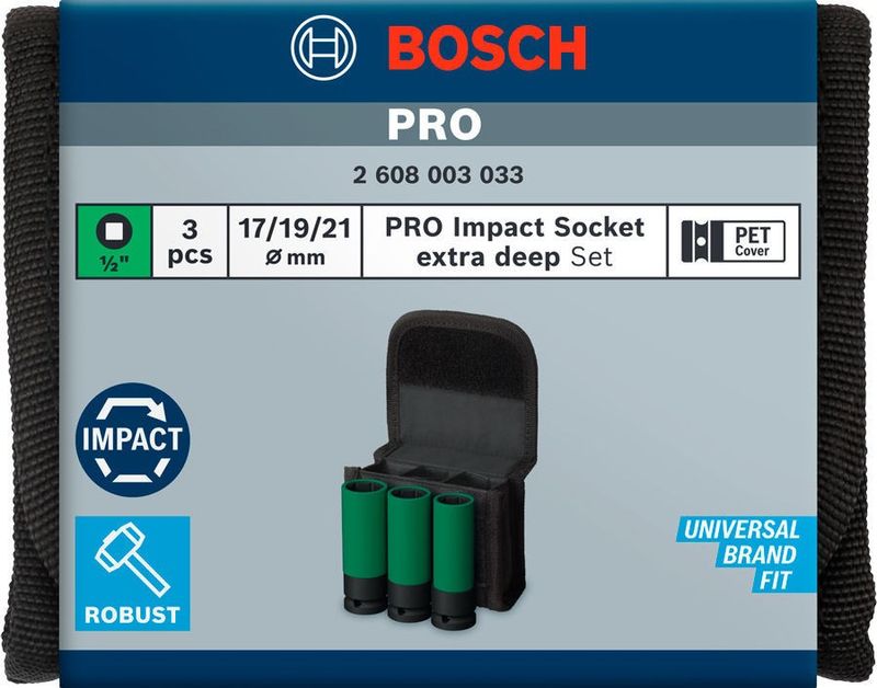 Bosch Hylssats 3-delar 1/2" 17-21mm