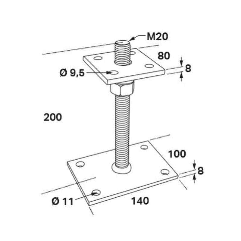 FAST CC Stolphållare CSPA M20x90 / M20x200