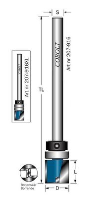 Cobolt Låskistfräs D=16 L=15 TL=110