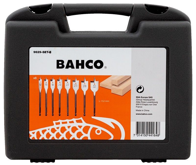 Bahco 9629-SET-8 Flatborrsats – För träbearbetning