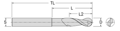 Cobolt Spiralfräs Ballnose D=6 L=22 TL=64 S=6