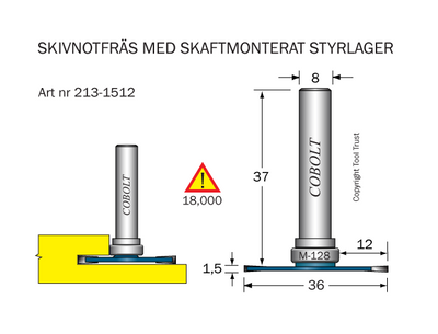 Cobolt Skivnotfräs L=1,5 / F=12 D=36 S=8