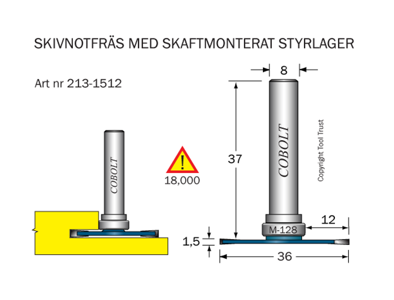 Cobolt Skivnotfräs L=1,5 / F=12 D=36 S=8