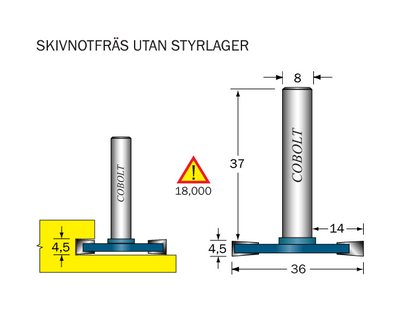 Cobolt Skivnotfräs L=4.5 D=36 S=8