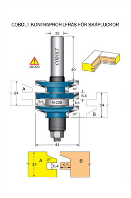 Cobolt Kontraprofilfräs 10° D=41 Not=6.4 S=12