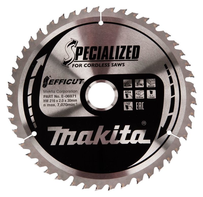 Makita E-06971 Sågklinga Efficut Trä T.C.T, 216x30x2mm 45T